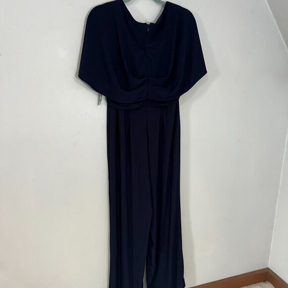 NWT RM Richards Evening Jumpsuit Navy Blue Formal Wedding Guest 10P Cape Romper - Picture 9 of 9